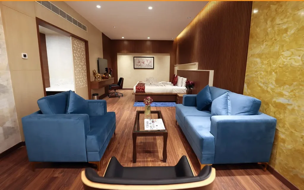 Luxury interior and exterior design services in Vellore featuring modern living room, modular kitchen, house elevation, and customized home interiors by B&B Wood Concepts.