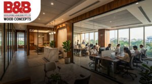 Modern commercial office interior designed by professional commercial interior designers in Vellore with premium workspace solutions