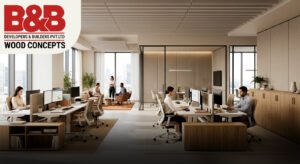 Modern corporate office interior designed to improve employee productivity