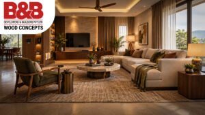 Warm earthy color palette living room reflecting 2026 interior design trends